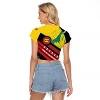 Grenada Mountain Graphic Raglan Cropped T Shirt with National Flag and Saint Catherine Quote Design - Wonder Print Shop