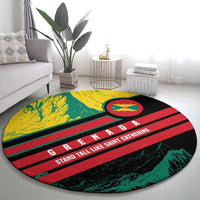 Grenada Mountain Graphic Round Carpet with National Flag and Saint Catherine Quote Design - Wonder Print Shop