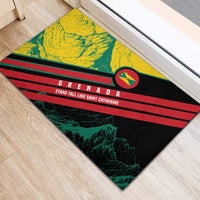 Grenada Mountain Graphic Rubber Doormat with National Flag and Saint Catherine Quote Design - Wonder Print Shop