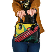 Grenada Mountain Graphic Shoulder Handbag with National Flag and Saint Catherine Quote Design - Wonder Print Shop