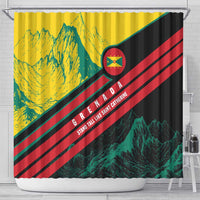 Grenada Mountain Graphic Shower Curtain with National Flag and Saint Catherine Quote Design - Wonder Print Shop