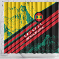 Grenada Mountain Graphic Shower Curtain with National Flag and Saint Catherine Quote Design - Wonder Print Shop
