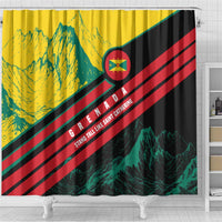 Grenada Mountain Graphic Shower Curtain with National Flag and Saint Catherine Quote Design - Wonder Print Shop