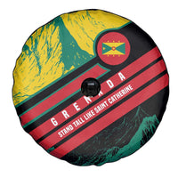 Grenada Mountain Graphic Spare Tire Cover with National Flag and Saint Catherine Quote Design - Wonder Print Shop