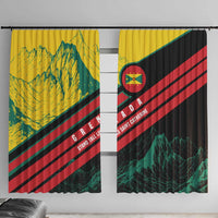 Grenada Mountain Graphic Window Curtain with National Flag and Saint Catherine Quote Design - Wonder Print Shop