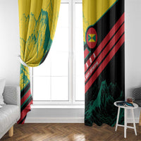 Grenada Mountain Graphic Window Curtain with National Flag and Saint Catherine Quote Design - Wonder Print Shop