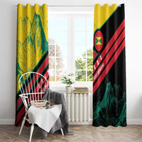 Grenada Mountain Graphic Window Curtain with National Flag and Saint Catherine Quote Design - Wonder Print Shop