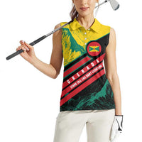 Grenada Mountain Graphic Women Sleeveless Polo Shirt with National Flag and Saint Catherine Quote Design - Wonder Print Shop