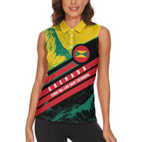 Grenada Mountain Graphic Women Sleeveless Polo Shirt with National Flag and Saint Catherine Quote Design - Wonder Print Shop