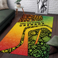 Grenada Tribal Floral Pattern Area Rug with Rasta Gradient and Flame Motto Design - Wonder Print Shop