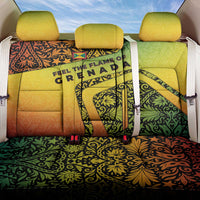 Grenada Tribal Floral Pattern Back Car Seat Cover with Rasta Gradient and Flame Motto Design - Wonder Print Shop