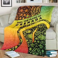 Grenada Tribal Floral Pattern Blanket with Rasta Gradient and Flame Motto Design - Wonder Print Shop