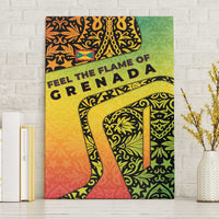 Grenada Tribal Floral Pattern Canvas Wall Art with Rasta Gradient and Flame Motto Design - Wonder Print Shop