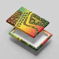 Grenada Tribal Floral Pattern Canvas Wall Art with Rasta Gradient and Flame Motto Design - Wonder Print Shop
