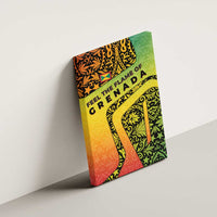 Grenada Tribal Floral Pattern Canvas Wall Art with Rasta Gradient and Flame Motto Design - Wonder Print Shop