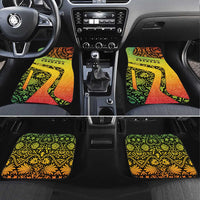 Grenada Tribal Floral Pattern Car Mats with Rasta Gradient and Flame Motto Design - Wonder Print Shop