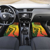 Grenada Tribal Floral Pattern Car Mats with Rasta Gradient and Flame Motto Design - Wonder Print Shop