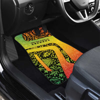 Grenada Tribal Floral Pattern Car Mats with Rasta Gradient and Flame Motto Design - Wonder Print Shop