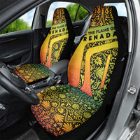 Grenada Tribal Floral Pattern Car Seat Cover with Rasta Gradient and Flame Motto Design - Wonder Print Shop