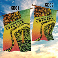 Grenada Tribal Floral Pattern Garden Flag with Rasta Gradient and Flame Motto Design - Wonder Print Shop
