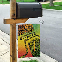 Grenada Tribal Floral Pattern Garden Flag with Rasta Gradient and Flame Motto Design - Wonder Print Shop