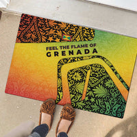 Grenada Tribal Floral Pattern Rubber Doormat with Rasta Gradient and Flame Motto Design - Wonder Print Shop