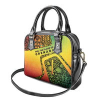 Grenada Tribal Floral Pattern Shoulder Handbag with Rasta Gradient and Flame Motto Design - Wonder Print Shop