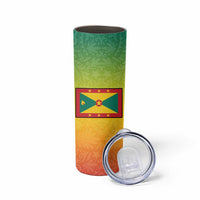 Grenada Tribal Floral Pattern Skinny Tumbler with Rasta Gradient and Flame Motto Design - Wonder Print Shop