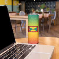 Grenada Tribal Floral Pattern Skinny Tumbler with Rasta Gradient and Flame Motto Design - Wonder Print Shop