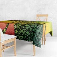 Grenada Tribal Floral Pattern Tablecloth with Rasta Gradient and Flame Motto Design - Wonder Print Shop