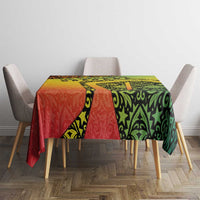 Grenada Tribal Floral Pattern Tablecloth with Rasta Gradient and Flame Motto Design - Wonder Print Shop