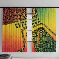 Grenada Tribal Floral Pattern Window Curtain with Rasta Gradient and Flame Motto Design - Wonder Print Shop