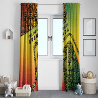 Grenada Tribal Floral Pattern Window Curtain with Rasta Gradient and Flame Motto Design - Wonder Print Shop