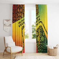 Grenada Tribal Floral Pattern Window Curtain with Rasta Gradient and Flame Motto Design - Wonder Print Shop
