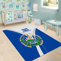 El Salvador National Flag Area Rug with Coat of Arms and Blue White Stripes Design - Wonder Print Shop