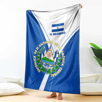 El Salvador National Flag Blanket with Coat of Arms and Blue White Stripes Design - Wonder Print Shop