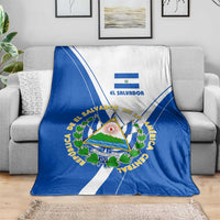 El Salvador National Flag Blanket with Coat of Arms and Blue White Stripes Design - Wonder Print Shop