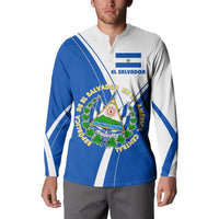 El Salvador National Flag Button Sweatshirt with Coat of Arms and Blue White Stripes Design - Wonder Print Shop