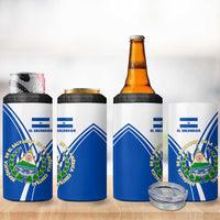 El Salvador National Flag 4 in 1 Can Cooler Tumbler with Coat of Arms and Blue White Stripes Design - Wonder Print Shop