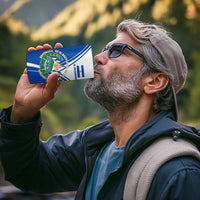 El Salvador National Flag 4 in 1 Can Cooler Tumbler with Coat of Arms and Blue White Stripes Design - Wonder Print Shop