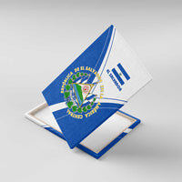 El Salvador National Flag Canvas Wall Art with Coat of Arms and Blue White Stripes Design - Wonder Print Shop