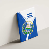 El Salvador National Flag Canvas Wall Art with Coat of Arms and Blue White Stripes Design - Wonder Print Shop