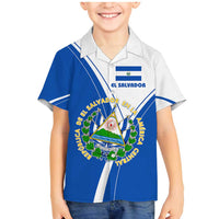 El Salvador National Flag Family Matching Mermaid Dress and Hawaiian Shirt with Coat of Arms and Blue White Stripes Design - Wonder Print Shop