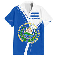 El Salvador National Flag Family Matching Tank Maxi Dress and Hawaiian Shirt with Coat of Arms and Blue White Stripes Design - Wonder Print Shop