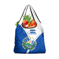 El Salvador National Flag Grocery Bag with Coat of Arms and Blue White Stripes Design - Wonder Print Shop