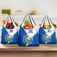 El Salvador National Flag Grocery Bag with Coat of Arms and Blue White Stripes Design - Wonder Print Shop