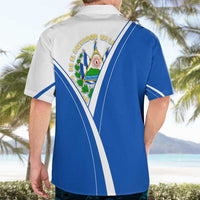 El Salvador National Flag Hawaiian Shirt with Coat of Arms and Blue White Stripes Design - Wonder Print Shop
