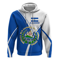 El Salvador National Flag Hoodie with Coat of Arms and Blue White Stripes Design - Wonder Print Shop