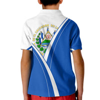 El Salvador National Flag Kid Polo Shirt with Coat of Arms and Blue White Stripes Design - Wonder Print Shop