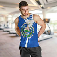 El Salvador National Flag Men Tank Top with Coat of Arms and Blue White Stripes Design - Wonder Print Shop